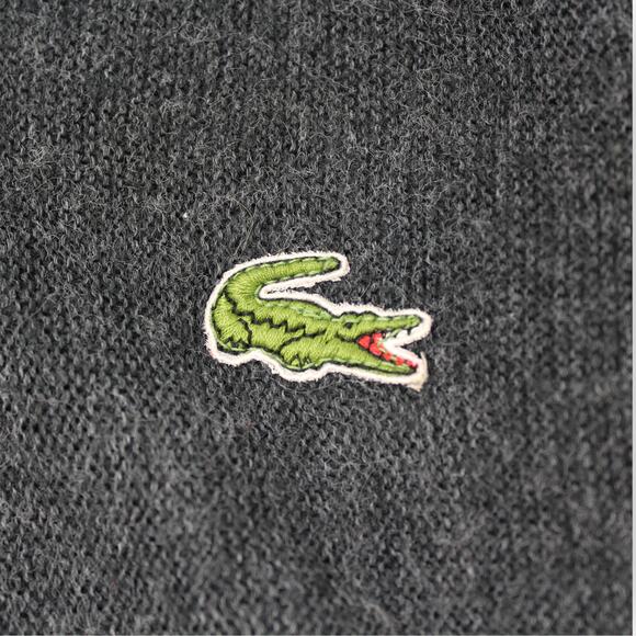 Men M Vintage IZOD LACOSTE Sweater MADE IN USA Charcoal Orlon V-Neck - Picture 5 of 9